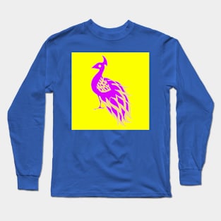 peacock the royal bird ecopop in purple art Long Sleeve T-Shirt